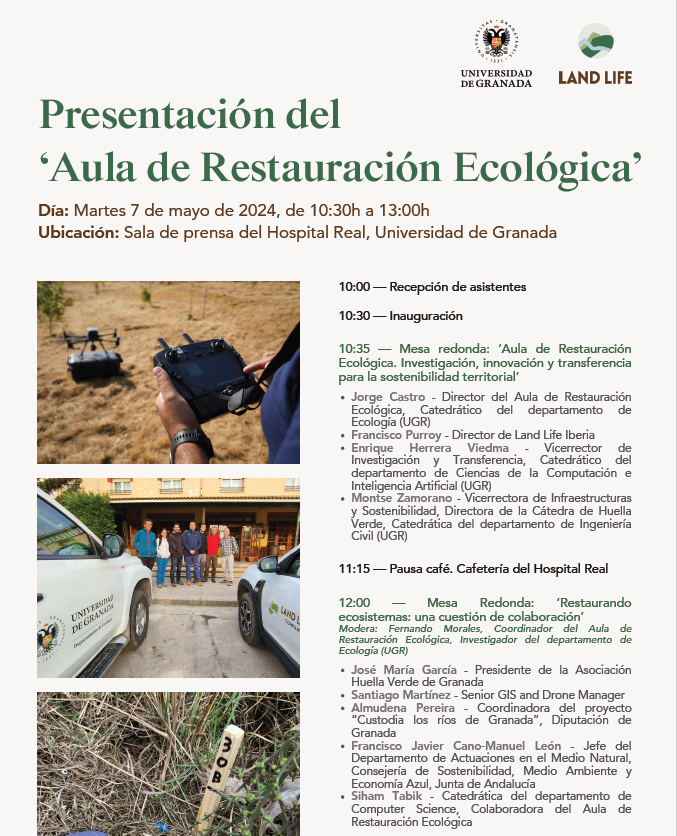 Programa de la presentación del Aula de Restauración Ecológica UGR- Land Life