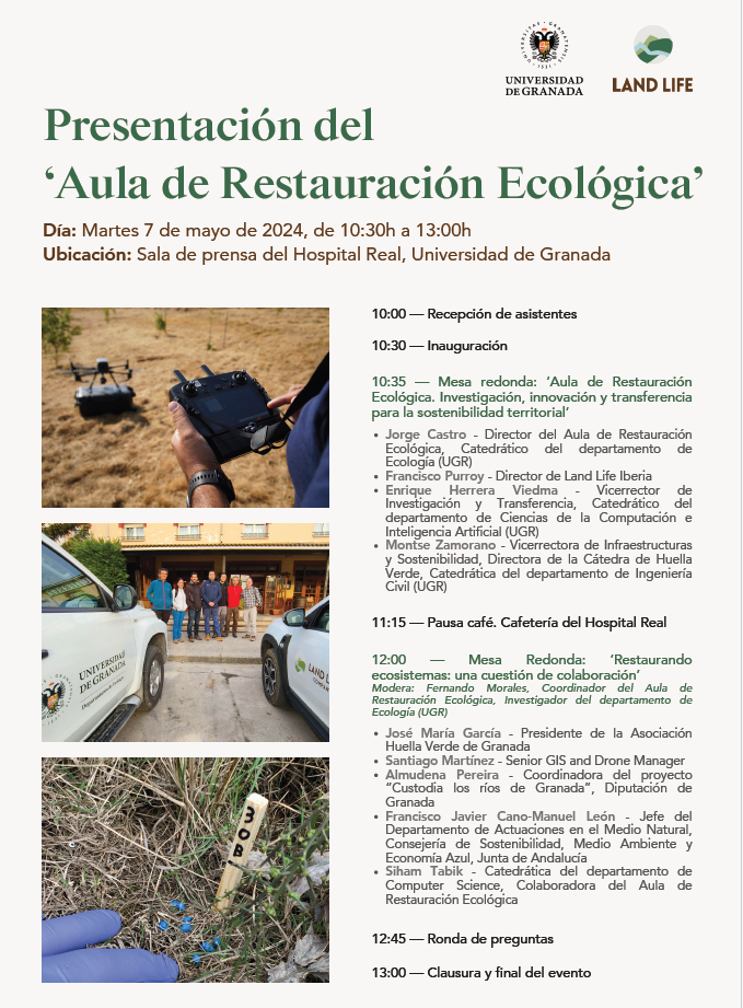 Programa de la presentación del Aula de Restauración Ecológica UGR- Land Life