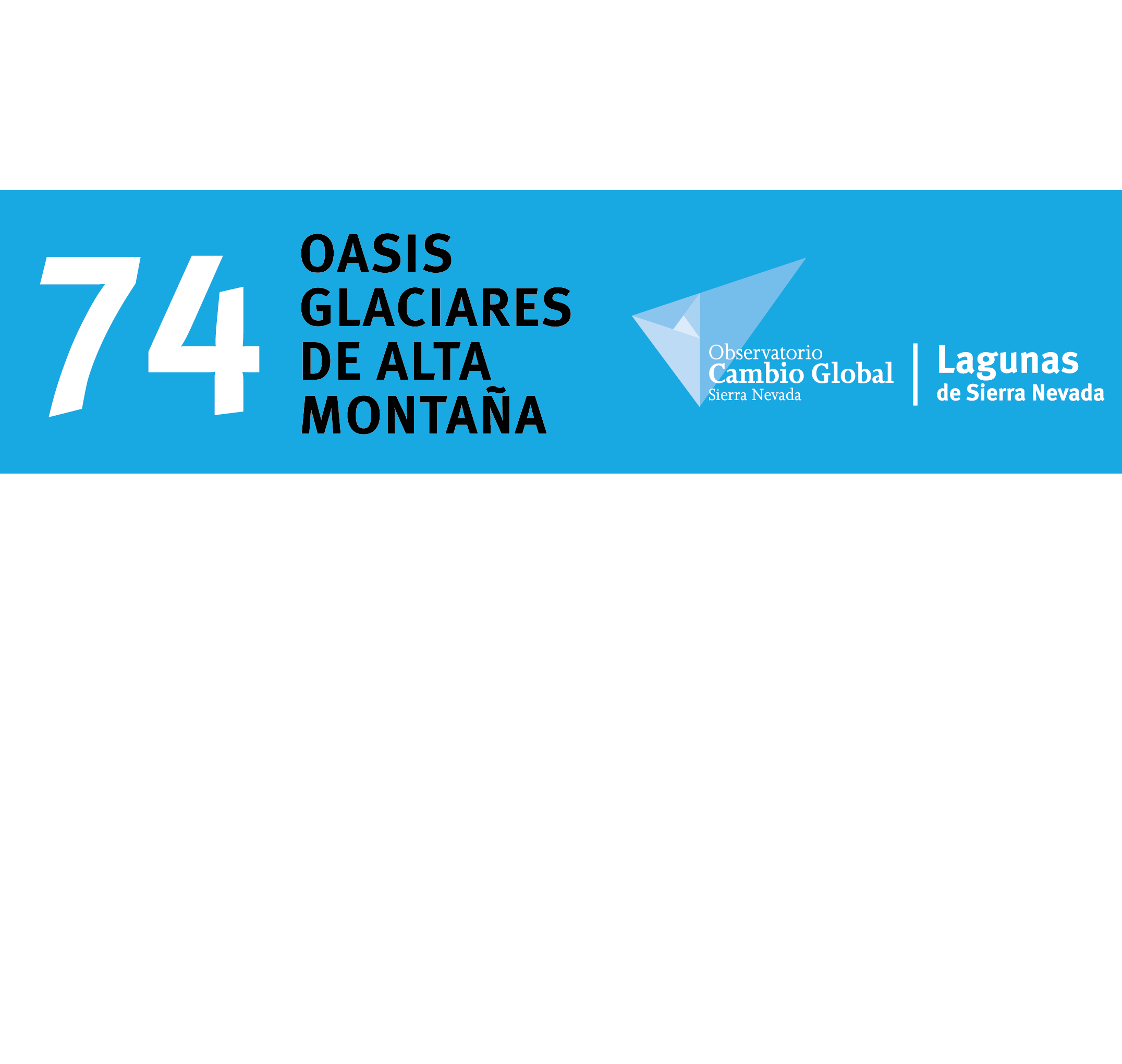Logo con el texto "74 oasis glaciares de alta montaña"